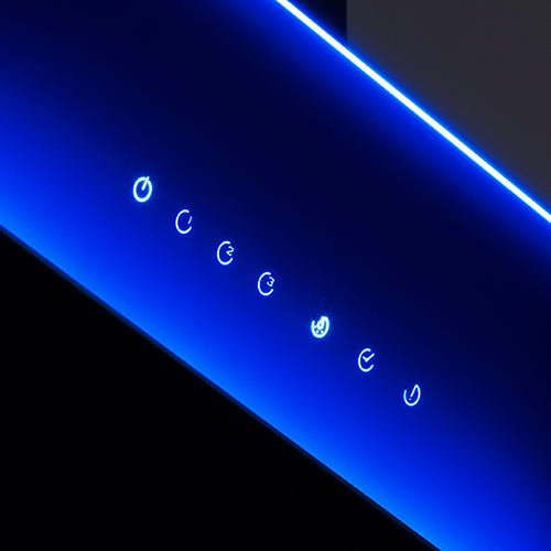 Blue LED angled glass cooker hood extractor