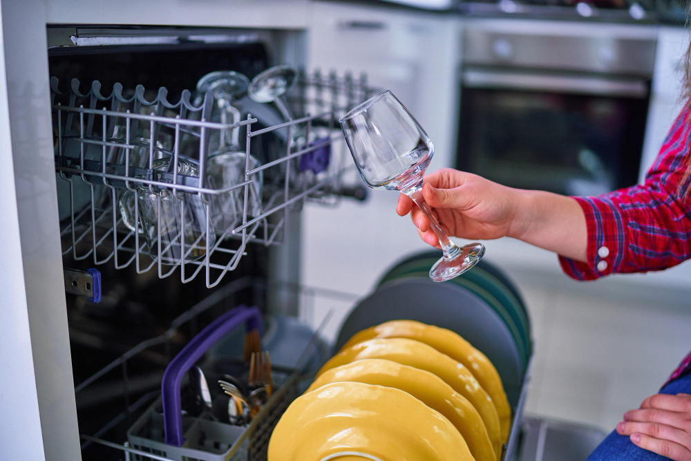 Woman using Dishwasher