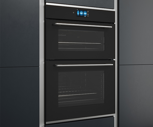 Double Electric Oven Built-in Black Glass Stainless Steel