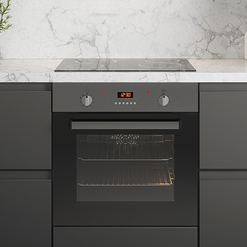 single built-in oven under counter stainless steel