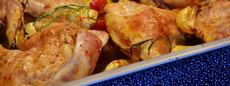 Chicken cooked in a grill pan