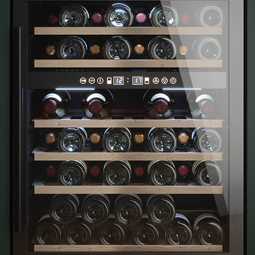 Black dual zone wine cooler chiller